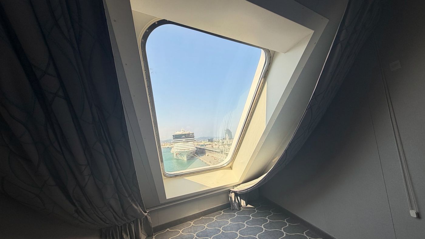 View through a coach window on Barcelona boarding day