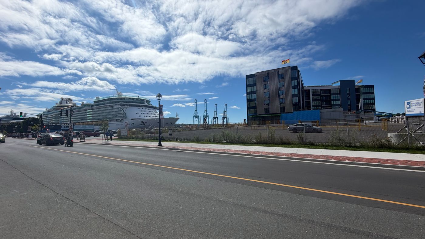 Cruise ships docked along the Saint John waterfront